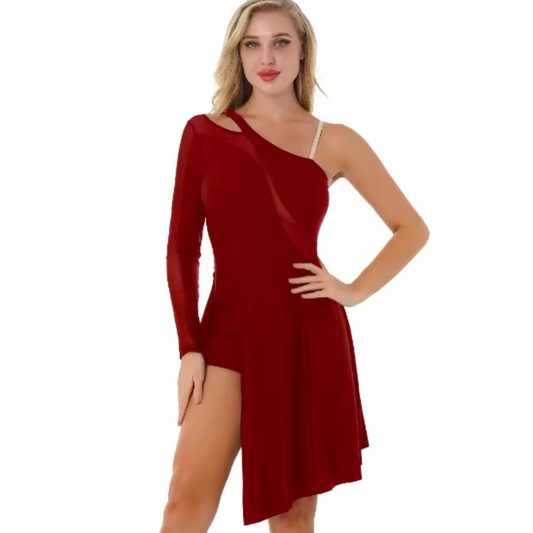 Diagonal Contrast Panel Dance Dress | 167