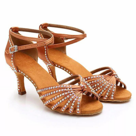 Pleated Elegance Latin Dance Heels | 106