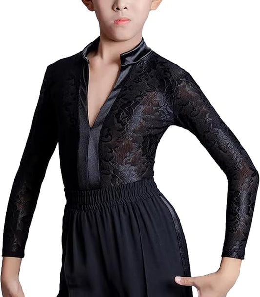 Boys' Floral Lace Latin Dance Bodysuit | 814