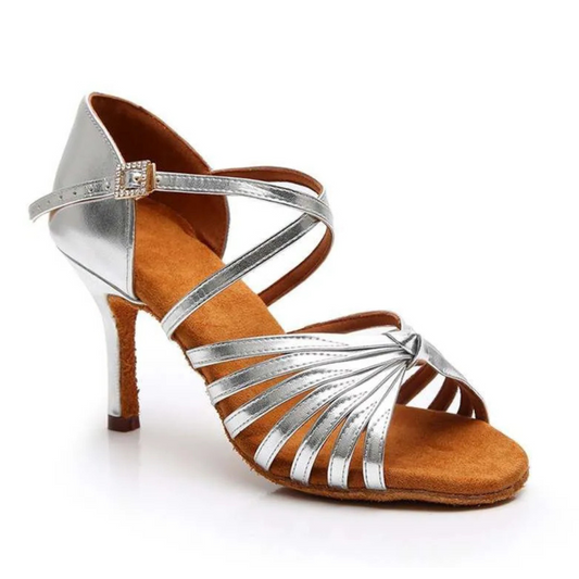 Shimmering Leather Latin Dance Heels | 110-L