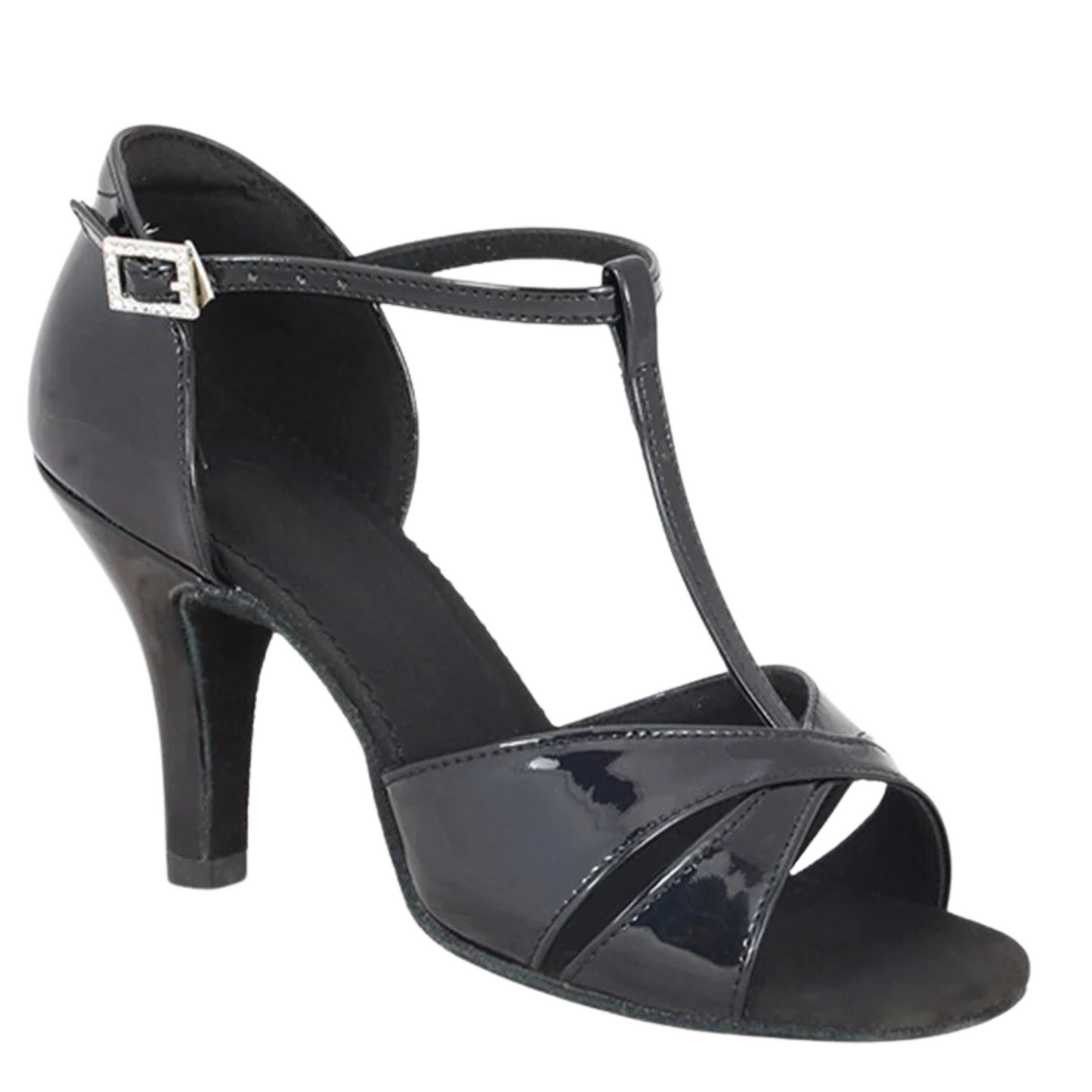 Leather Black Latin Dance Heels | 2358