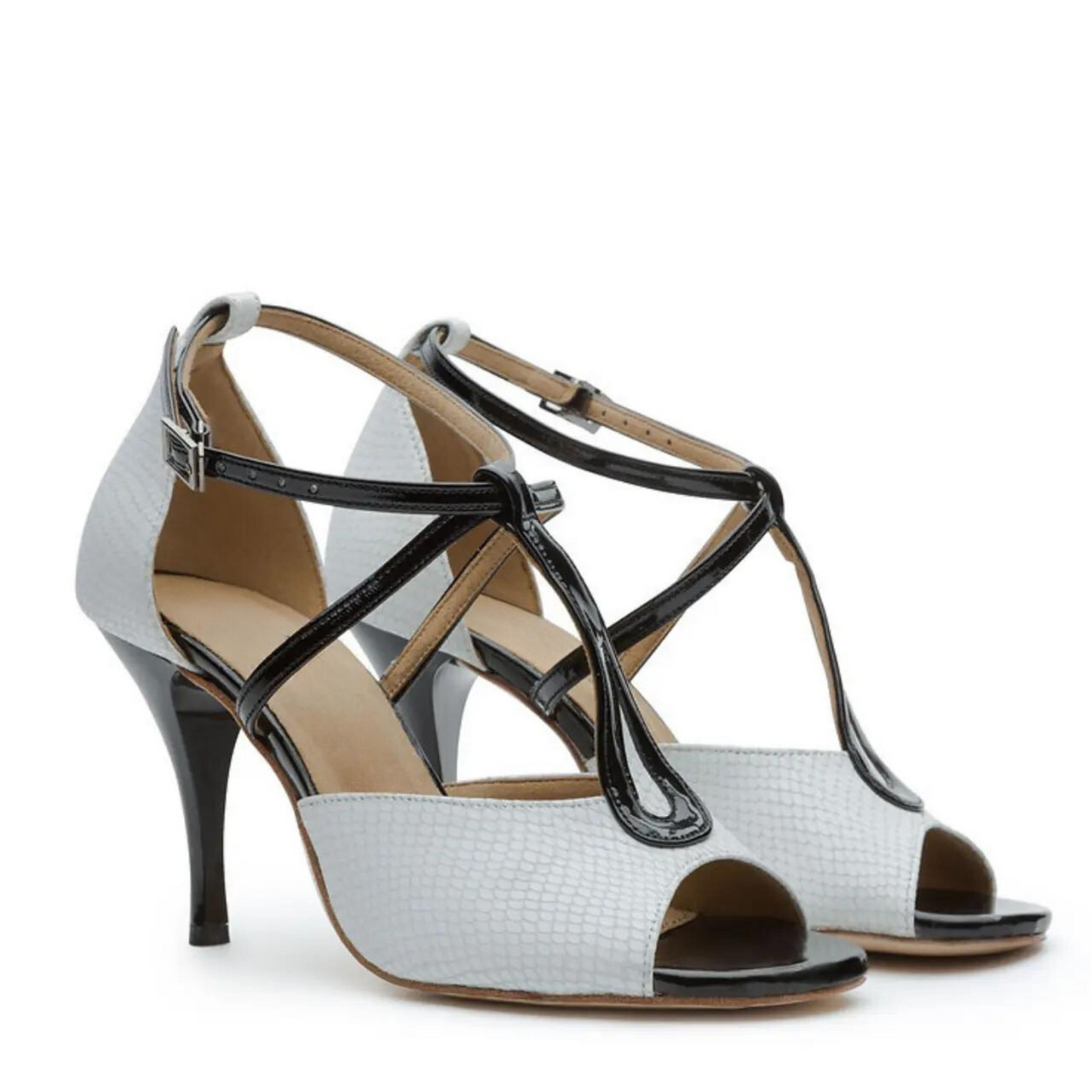 Monochrome Elegance Strappy Heels | TG003