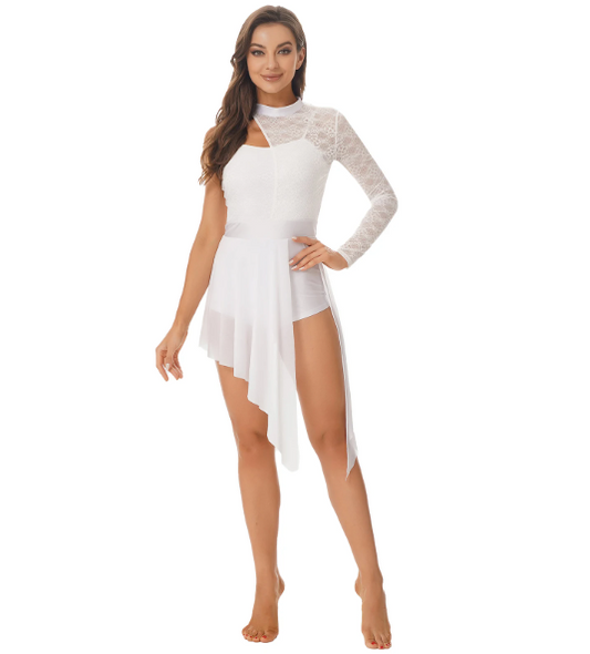 Lace Sleeve Asymmetrical Dance Dress | 163