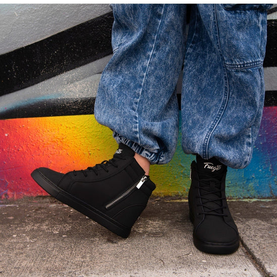 Fuego All-Black Wedge Dance Sneakers