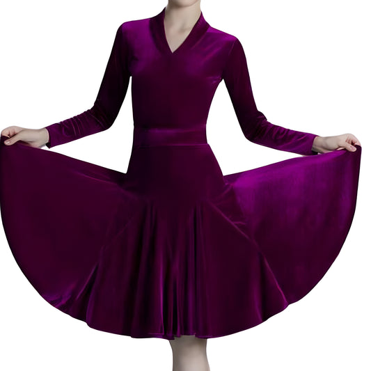 Velvet Long Sleeve Dance Dress | 701