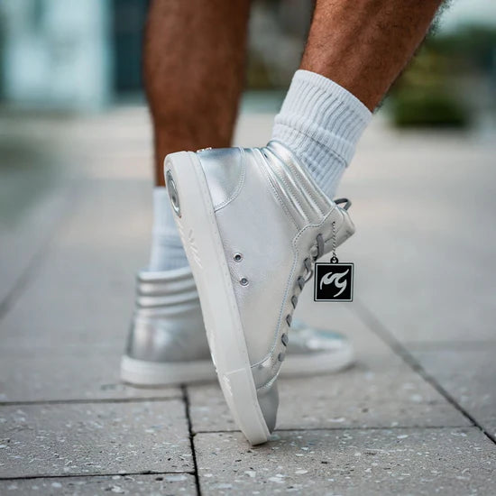 Fuego Silver High-Top Dance Sneakers