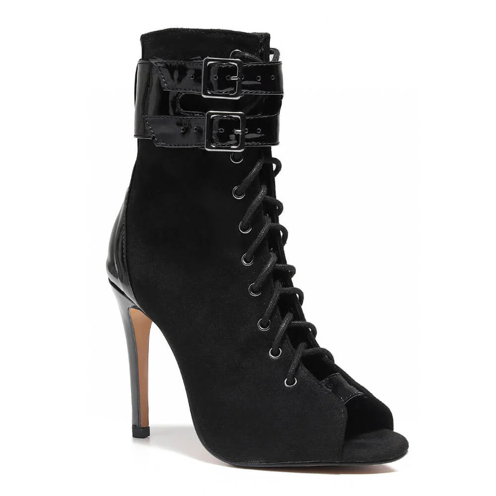 Eclipse | Black Vegan Suede Lace-Up Dance Boot