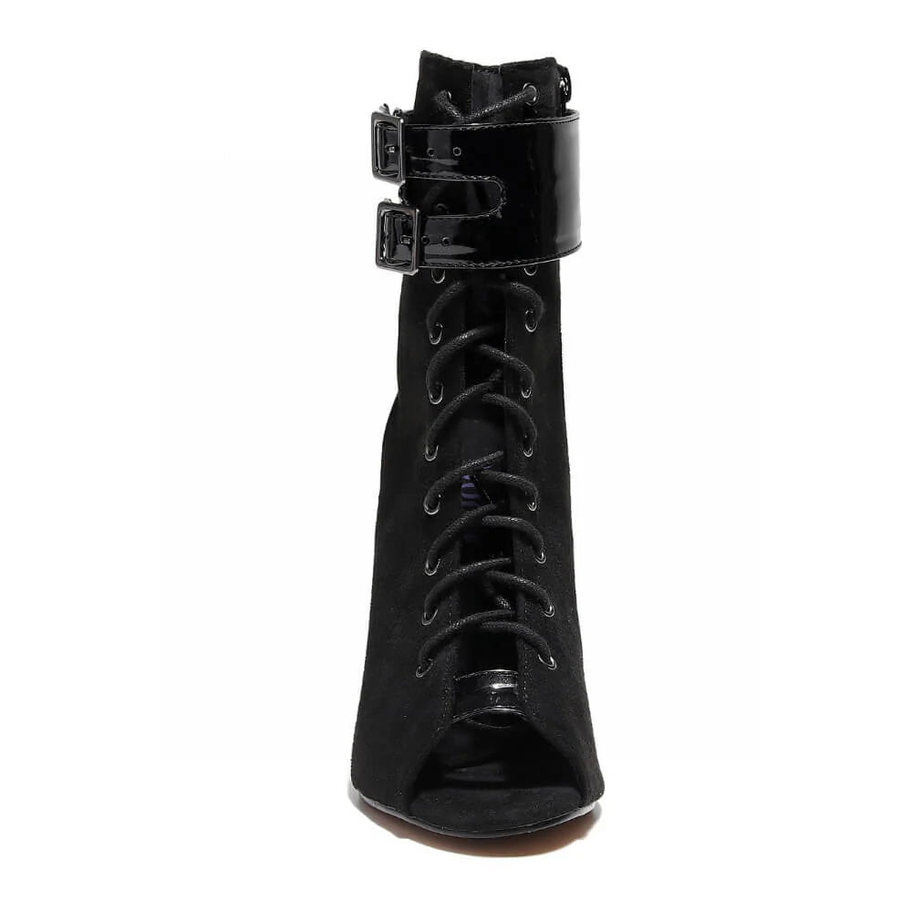 Eclipse | Black Vegan Suede Lace-Up Dance Boot