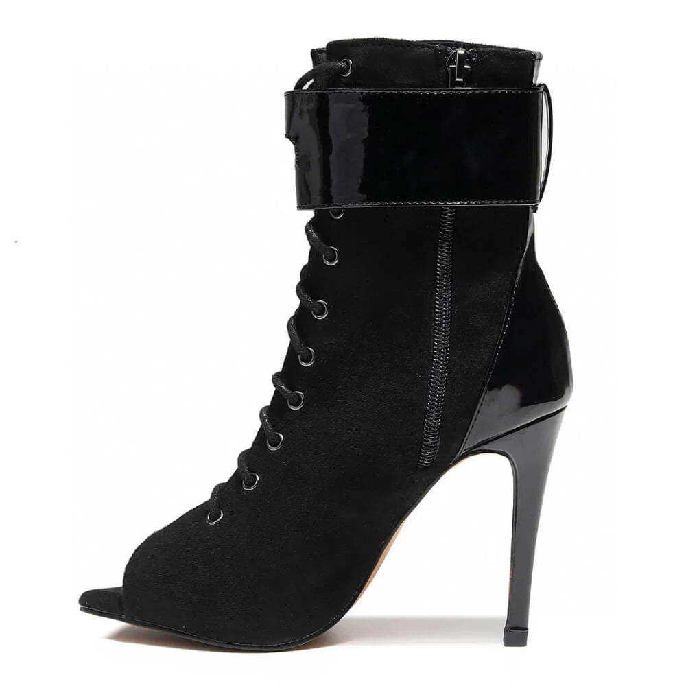 Eclipse | Black Vegan Suede Lace-Up Dance Boot