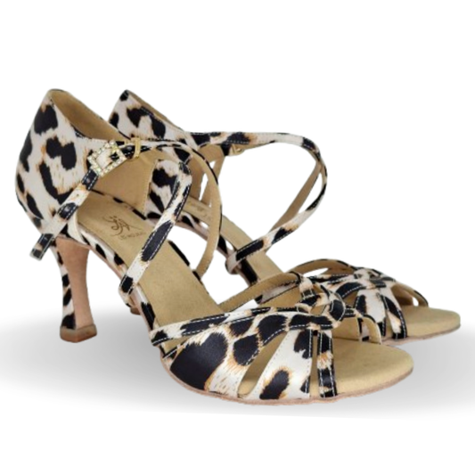 Zenith | Leopard Gold Strappy Latin Heels