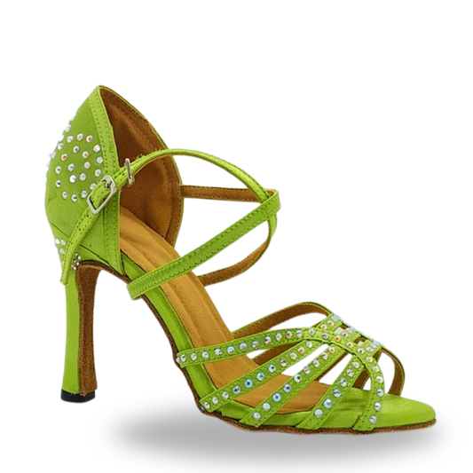 Kaline's Lime Sparkle Strappy Dance Heels