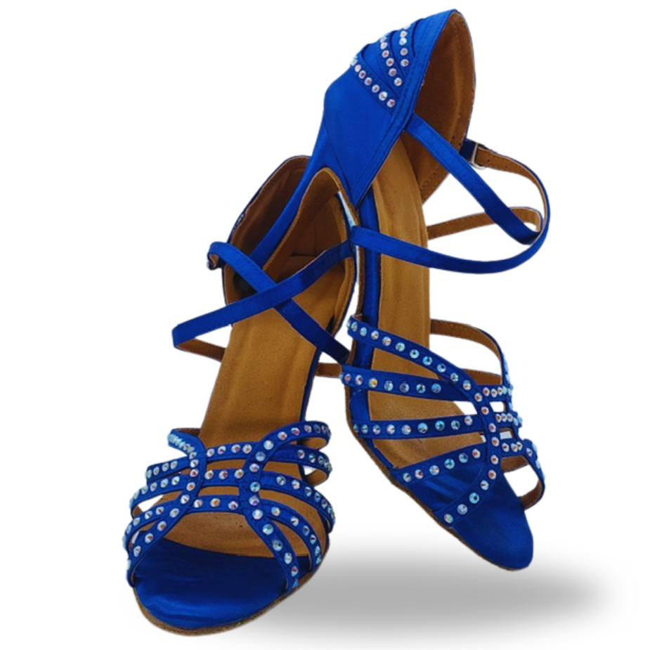 Kaline's Sapphire Shine Strappy Dance Heels