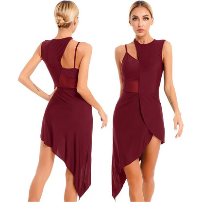 Asymmetrical Mesh Panel Dance Dress | 162