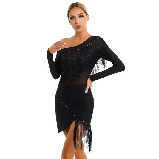 Asymmetrical Fringe Dance Dress | 165