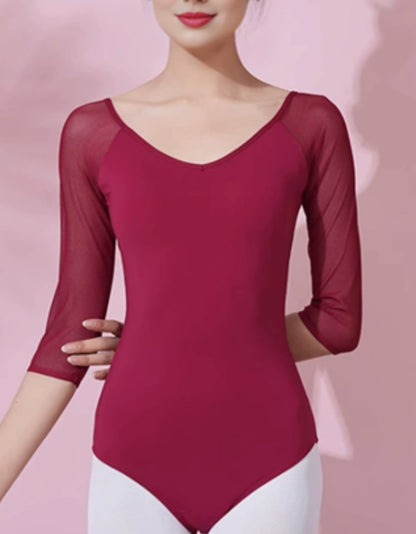 Scarlet Mesh Sleeve Dance Leotard | 921