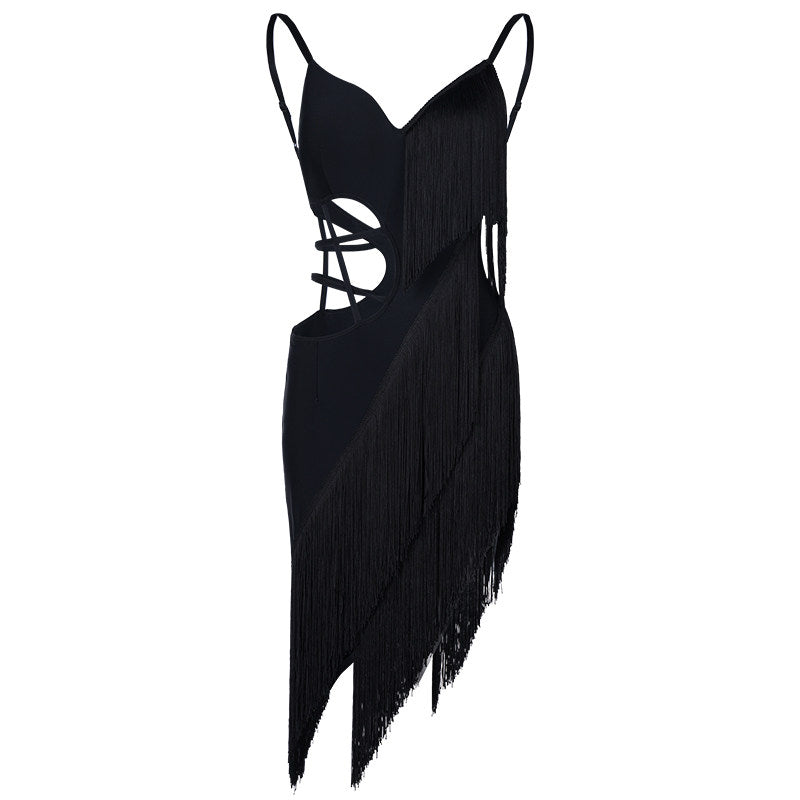 UDance A104 black Latin fringe dress product view