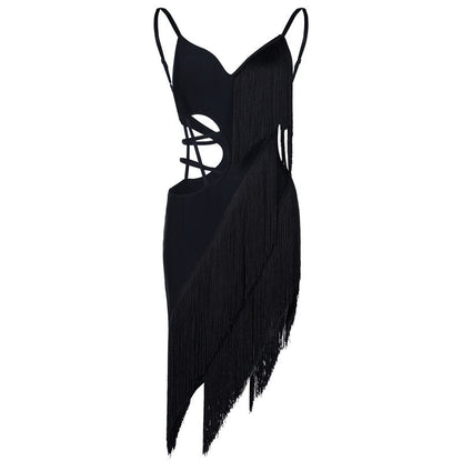 UDance A104 black Latin fringe dress product view