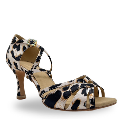 Zenith | Leopard Gold Strappy Latin Heels