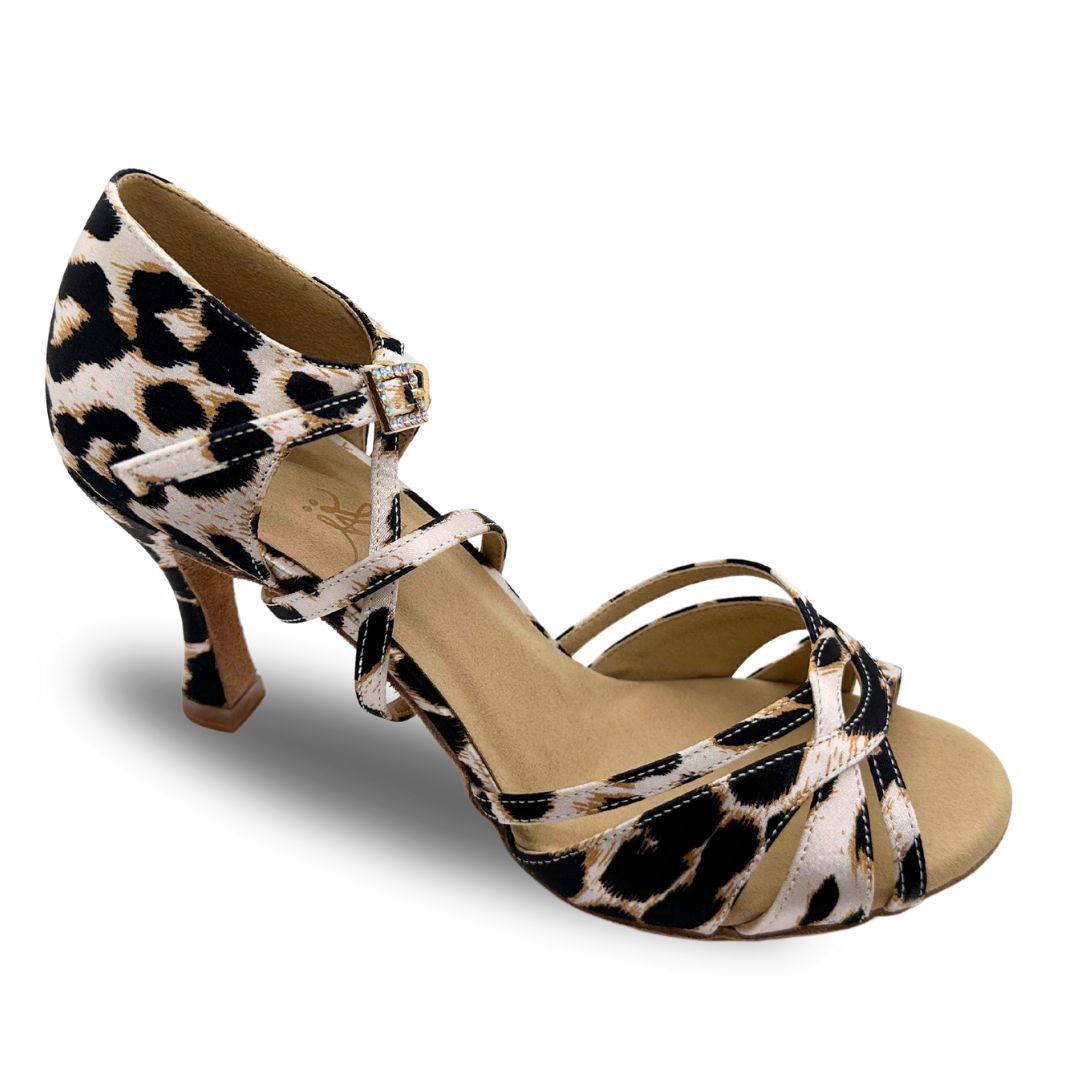 Zenith | Leopard Gold Strappy Latin Heels