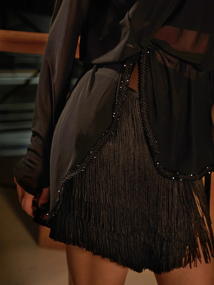 ZYM Onyx Fringe Latin Skirt | 25093