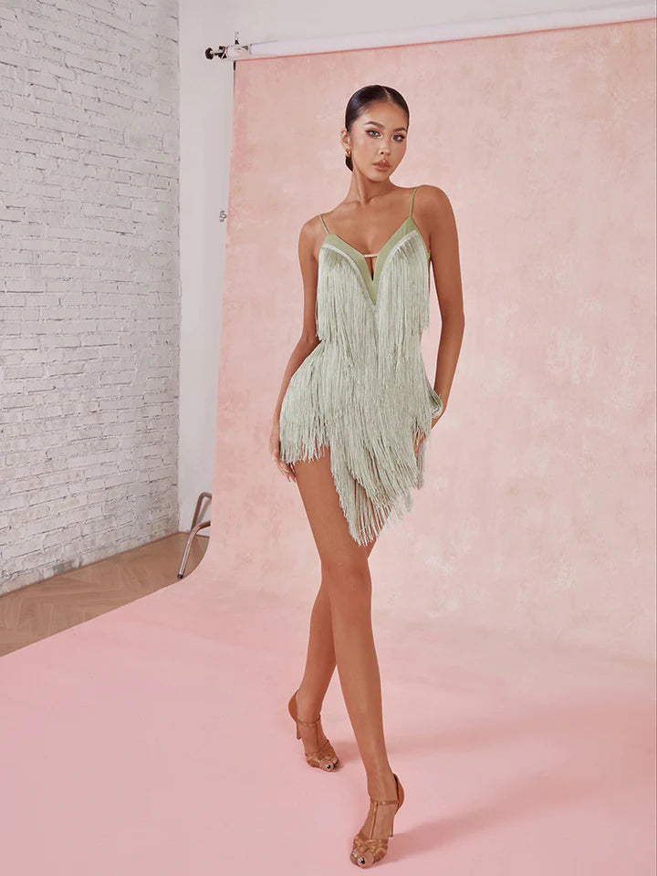 ZYM Oasis Fringe Dress | 2420 Avocado Green
