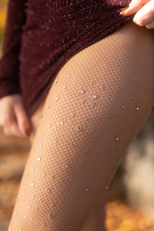 Professional Rhinestone Fishnet Latin Tights