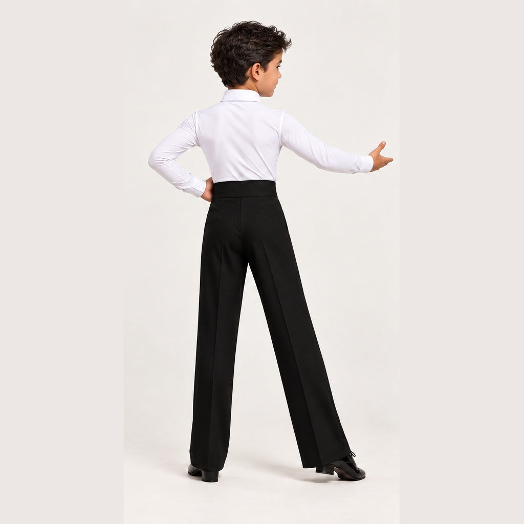 Boys' black ballroom dance trousers 202 – back view