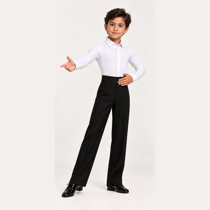 Boys' black ballroom dance trousers 202 – front view