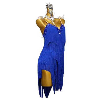 Royal Blue Fringe Latin Dance Dress