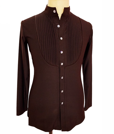 Men's Pleated Mandarin Collar Dance Shirt | 812