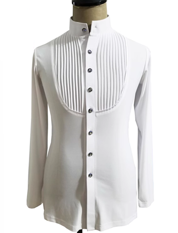 Men's Pleated Mandarin Collar Dance Shirt | 812