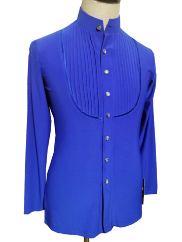 Men's Pleated Mandarin Collar Dance Shirt | 812