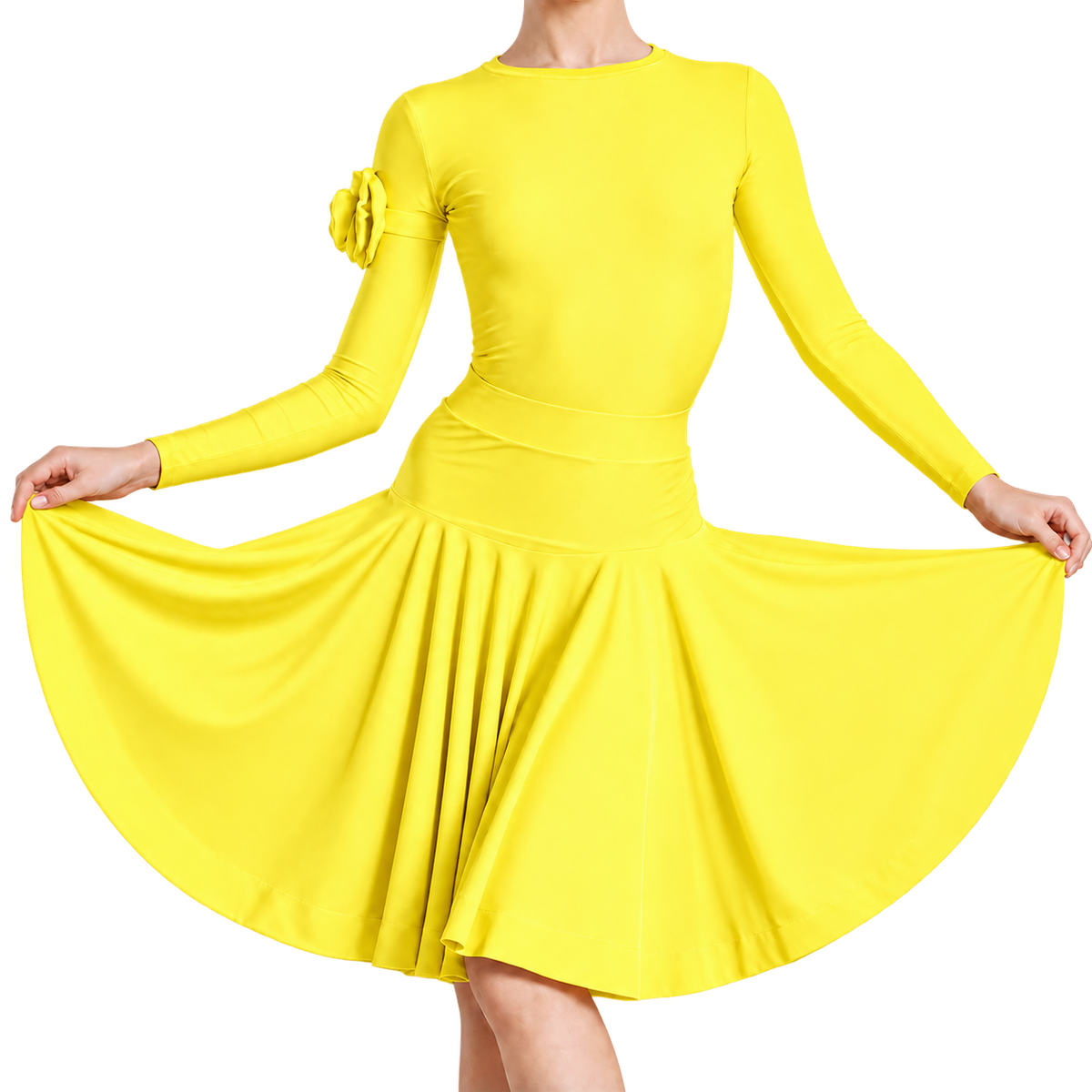Kids' Long Sleeve Dance Dress 104 – Lemon Yellow