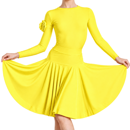 Kids' Long Sleeve Dance Dress 104 – Lemon Yellow