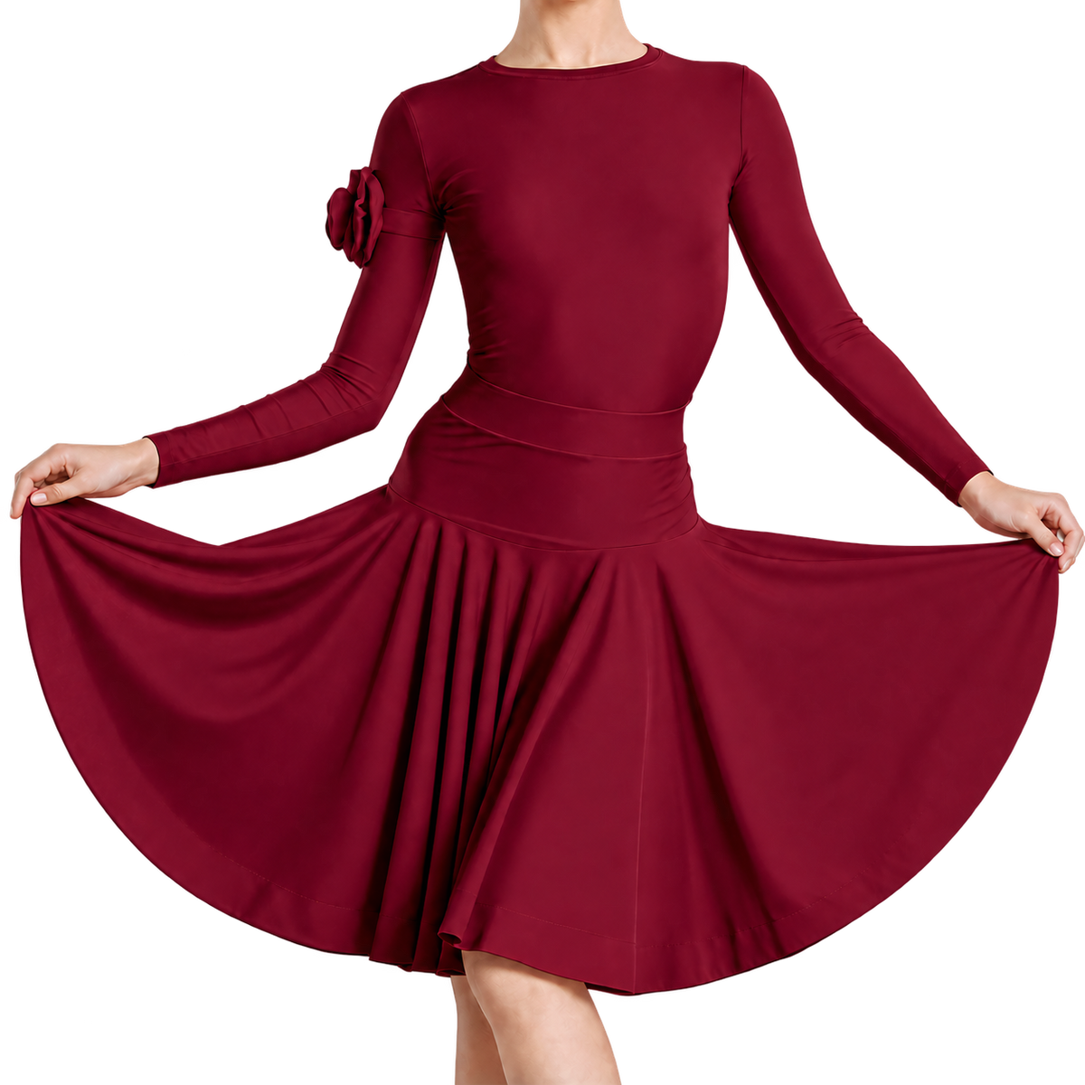 Kids' Long Sleeve Dance Dress 104 – Wine Red