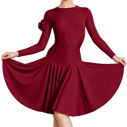 Kids' Long Sleeve Dance Dress 104 – Wine Red